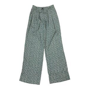 Amber Sakai Wide‎ Leg Pants 6 Long Green Lightweight Linen Relaxed
